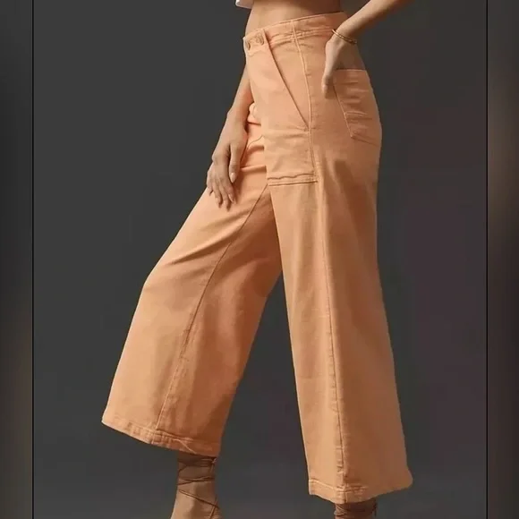 Pilcro By Anthropologie Kit High-Rise Crop Jeans In Petal Peach Women's Sz 26 - Picture 2 of 10